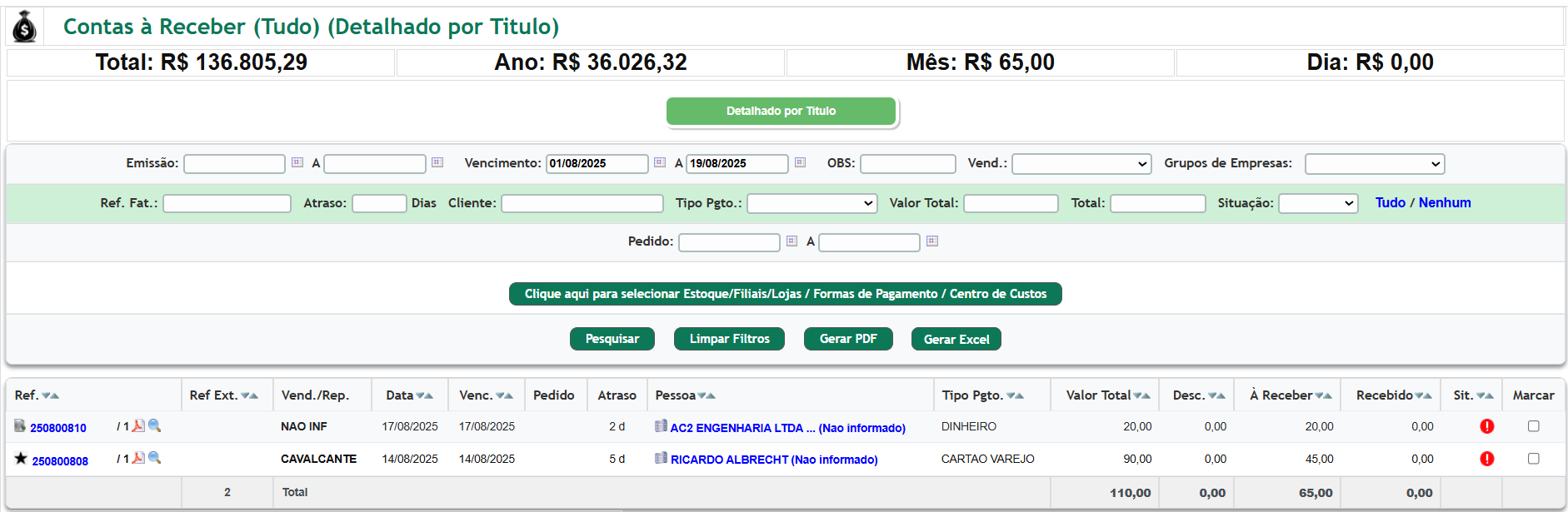 Consulta de relatórios financeiros - imagem 2