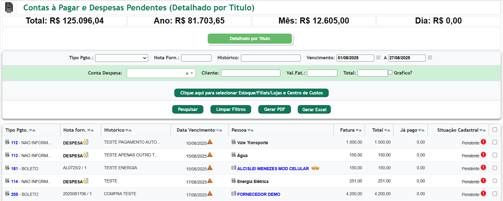 Como consultar relatórios de contas a pagar - imagem 2